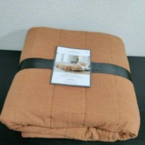 KING THRESHOLD SPACE DYED COTTON LINEN QUILT